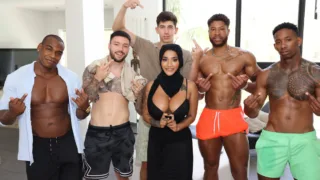 Yasmina Khan – Arabic Slut Gets GangBanged By 5 Big Dicks In Her Hijab – BTS