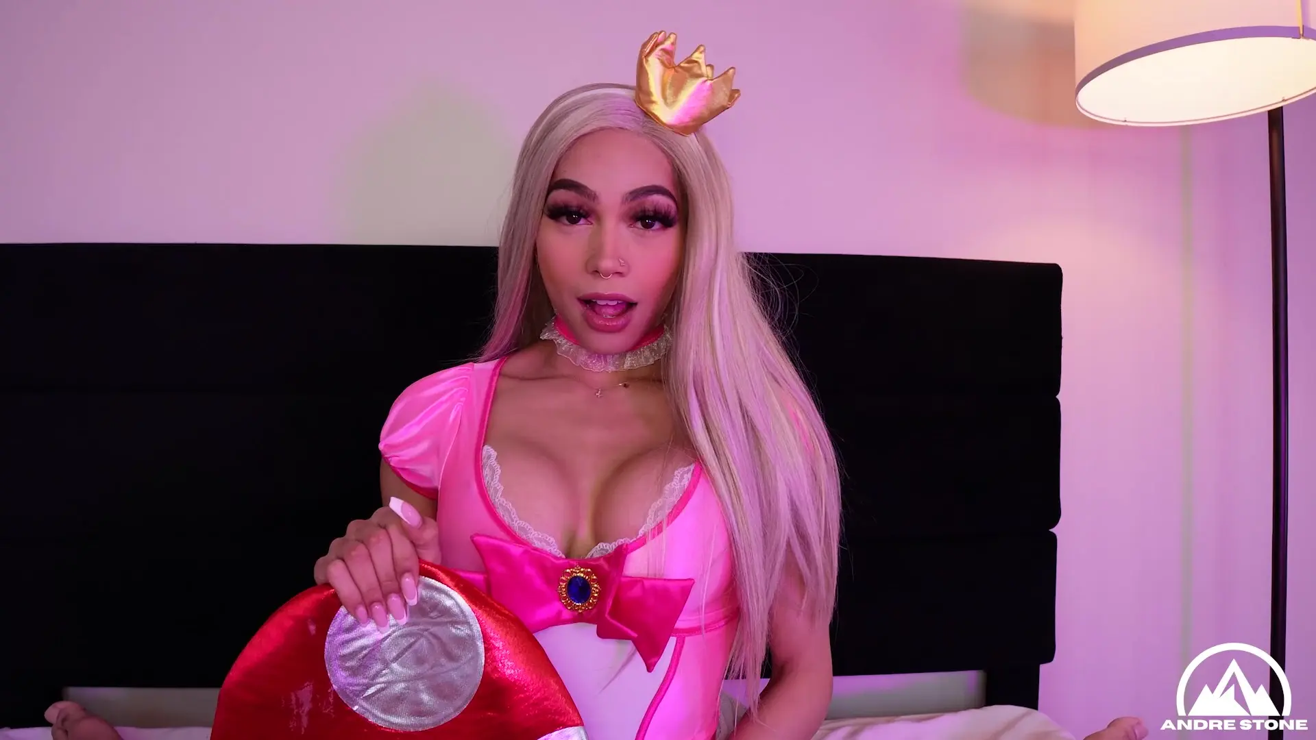 TS Mirage – Black TS Beauty Mirage Desire Cums In Princess Peach Cosplay​